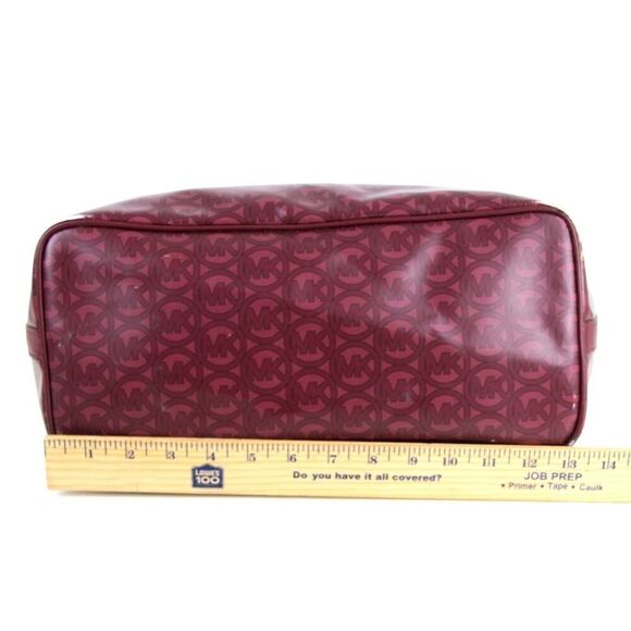 Large Michael Kors BURGUNDY COATED CANVAS LOGO SHOULDER BAG TOTE HANDBAG PURSE - Picture 14 of 16